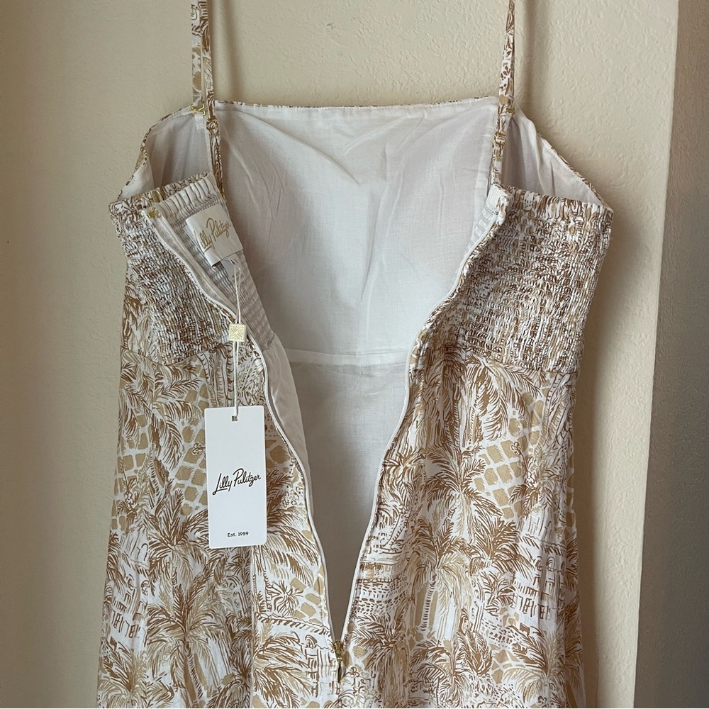Lilly Pulitzer Jorgian Linen Midi Dress Palm Beach Paradise Size 12 - Picture 6 of 13
